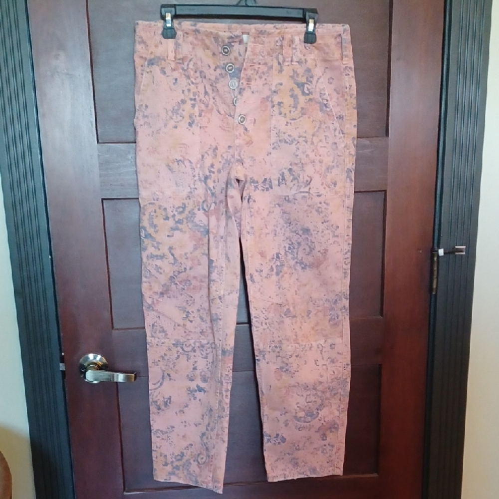 Anthropologie Pink Patterned Pants